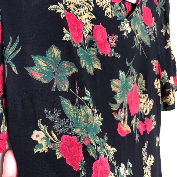 Vintage 90s early 00s dark rose florals maxi fitted dress - Picture 11 of 15